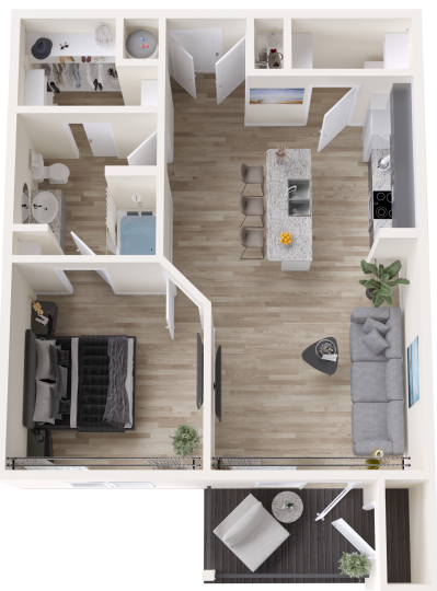 a floor plan of a two bedroom apartment at The Rushcreek